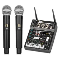 Wireless Mic Bluetooth with Audio Mixer for TV Computer Home Party DJ Show Wedding