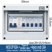 กล่องการกระจายไฟฟ้ากันน้ำที่มีเบรกเกอร์ MCB สวิตช์สำหรับใครัวเรือนกล่องสายไฟทางแยกพลาสติก IP65