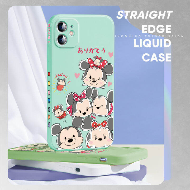 เคส-ggk-สำหรับ-realme-c30s-การ์ตูนน่ารักมิกกี้เมาส์มินี่เมาส์รูปแบบขอบสี่เหลี่ยมของเหลวปลอกซิลิโคนคลุมทั้งหมดกล้องเคสป้องกัน