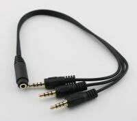 【HOT】 1pc Plated 3.5mm TRRS Female 4 Pole to 3x 1/8 quot; Male Plug Headphone 30cm/1ft