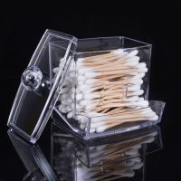 Acrylic Cotton Swabs Storage Holder Box Portable Transparent Makeup Cotton Pad Cosmetic Container Jewelry Organizer Case Cups  Mugs Saucers