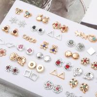 【DT】hot！ 18/36pairs Fashion Gold Color Rhinestone Stud Earings Set Jewelry Brincos Oorbellen