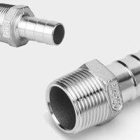 304 stainless steel 1/8-1/4-3/8-1/2-3/4 male thread pipe fittings 6mm 25mm barbed soft water pipe tail tower coupling connector