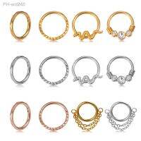 1pc Surgical Steel Hoop Nose Ring Septum Piercing Hinged Segment Clicker Ear Cartilage Earring Tragus Helix Circular Jewelry 16G