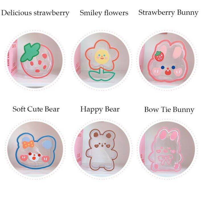 peony-bunny-acrylic-pen-holder-bear-desktop-organizer-transparent-pen-holder-box-coaster-clips-cute-creative-office-stationery-kawaii-cosmetics-storage-desk-storage-box