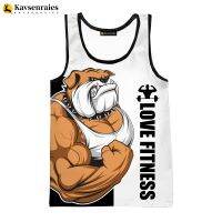 hot【DT】 Bulldog Tops2023 New Cartoon Print Sleeveless Streetwear GYM Men Clothing