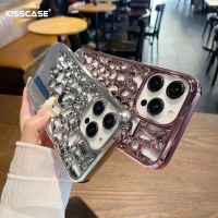 KISSCASE เคสโทรศัพท์มือถือเคสระบายความร้อนเคลือบผิวด้วยไฟฟ้าสำหรับ IPhone 11 12 13 14 14Pro Max เคสกระจกแต่งหน้าแฟชั่น14Promax 13pro ฝาครอบซองนุ่มกันกระแทก