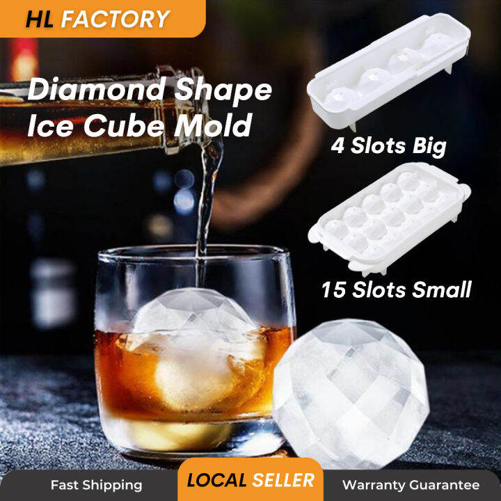 HLFACTORY Diamond Sphere Ice Cube Mold with Cover Icecubes Maker 4
