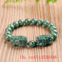 Customized Natural Myanmar Emerald10mm Beads Pixiu Elastic Bracelet Jade Round Necklace Jewellery Fashion Man Woman Luck Amulet
