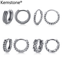 Kemstone สแตนเลสชายวินเทจห่วงต่างหูเครื่องประดับของขวัญ