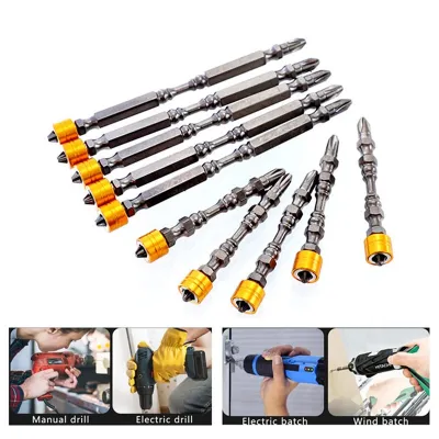 1pc PH2 Hardness 65mm/110mm Double Cross Head Magnetic Electric Screwdriver Bit Phillips Screw Driver With Ring Screw Nut Drivers