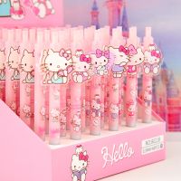 Sanrio ปากกาหมึกเจลการ์ตูน48ชิ้น Kawaii Hello Kitty เครื่องเขียนนักเรียนเขียนปากกา0.5สีดำของขวัญปากกาเซ็นชื่อโรงเรียน