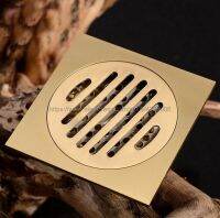 Luxury Gold Color Brass Floor Drain Cover Waste Drainer Shower Floor Grate Drain Brass Bathroom Kitchen Accessory Bhr008 Traps Drains