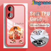 Jingsanc กับฟิล์มติดเลนส์เคสโทรศัพท์สำหรับ OPPO Reno 8T 5G 4G A96 A92 A78 A77S A77 A15S A9 A55 A57 A58 A54 A52 A76 5G 4G 2020บาสเกตบอลเด็กชายแฟชั่น Ins TPU ซิลิโคนเนื้อนิ่มโปร่งใสเคสโทรศัพท์เคส K001-4สีแดงกันกระแทก