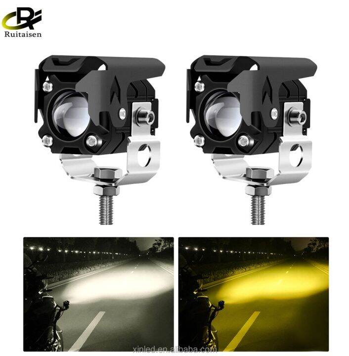 M Universal Motorcycle Led Headlight Projector Lens Dual Color Atv