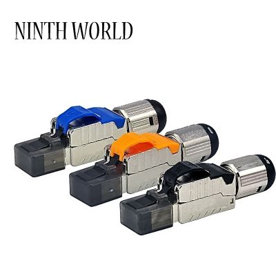 Cat 6A Cat 7 Cat 8 RJ45 Connectors Tool Free Easy Jack Shielding RJ45 Metal Die-Cast Field Termination Plug Cat 7 Cat 8 22-24AWG