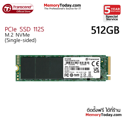 Transcend PCIe M.2 NVMe SSD 112S 512GB Single-Sided (TS512GMTE112S)