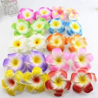 Brand New assorted color double layer Foam Hawaiian Plumeria flower Frangipani Flower bridal single layer hair clip 6cm 8cm