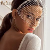 JM19 Fascinator Wedding Hats Birdcage Net Bridal Face Veils Elegant Party Headwear White Black Simple Wedding Hair Accessories Hair Accessories