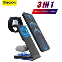 Byscoon 3 in 1 Qi Magnetic Wireless Charger For iPhone 12 13 Pro Max 15W Wireless Chargers Station On Apple Watch AirPods Pro