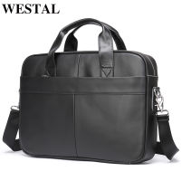 WESTAL Mens Business Bags Genuine Leather Messenger Bag Men Leather Office Bags for Men Laptop Bags 15 Briefcases Man Handbags