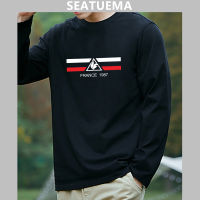 SEATUEMA ชายเสื้อยืดแขนยาวพิมพ์แขนยาวด้านบนรอบคอชุดชั้นในแฟชั่นร้อยชุด