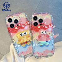 เคส UPaitou สำหรับ iPhone 15 14 13 12 11 Pro Max X XR Xs Max 8 7 6S Plus SE 2020น่ารัก SpongeBob พร้อมขายึด3D เคสโทรศัพท์ปิดขอบโค้งหยักนิ่ม TPU ฝาครอบป้องกัน