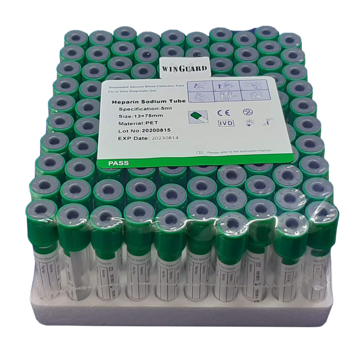 Vacuum Blood Collection Tube (Lithium Sodium Tube) , Green Top