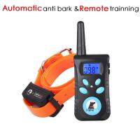 ZZOOI 2 in 1 Dog Pet Training Collar Anti Bark Collar Automatic Auto Remote Control Shock Vibration Sound Trainer Collar