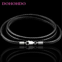 1-3mm Leather Cord Necklace 40-80cm Cord Wax Rope Lace Chain With Stainless Steel Lobster Clasp For DIY Pendant Necklace Jewelry