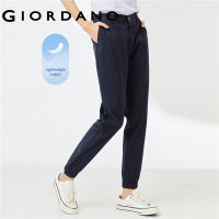 GIORDANO Women Pants Half Elastic Waist 100% Cotton Ankle Length Pants Lightweight Banded Cuff Fashion Casual Pants 13423224