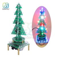 Colorful Rotating Music Three-Dimensional 3D Christmas Tree LED DIY Kit 7 Color LED Flash Circuit Kit Electronic Fun Suite