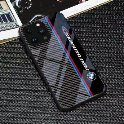 เคสสำหรับไอโฟนโทรศัพท์ BMW กันกระแทก14 /Pro/plus /Pro Max/ 13/12/11-กระจกป้องกัน