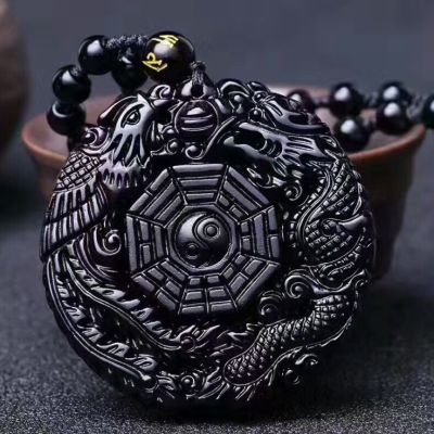 【CW】 BlackDragonGossipPendant Necklace Hand Carved FashionJewelry Accessories Amulet for Men Women