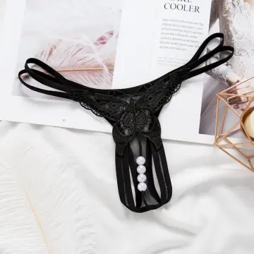 Sexy Panties Ladies Thong Transparent Temptation Pearl Massage Open File  Brief
