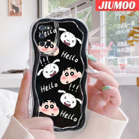 เคส JIUMOO สำหรับ OPPO เคส A52 A92 A72 4G ลายการ์ตูนน่ารักสีเทียนขอบหน้าแข้งเป็นคลื่นเคสมือถือโปร่งใสกันกระแทกเนื้อครีมซิลิโคนใสปกป้องเลนส์เคสนิ่ม