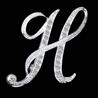 A-Z Letter Cute Brooch For Women Men Rhinestones Crystal Silver Color Metal Pins Jewelry Accessories Christmas Gift