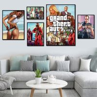 GTA 5โปสเตอร์ผ้าใบ Wall Art - Grand Theft Auto V เกม WallCanvas พิมพ์สำหรับบาร์,ห้องนอน,และห้องนั่งเล่นตกแต่ง-ภาพจิตรกรรมฝาผนังคุณภาพสูงผ้าใบ