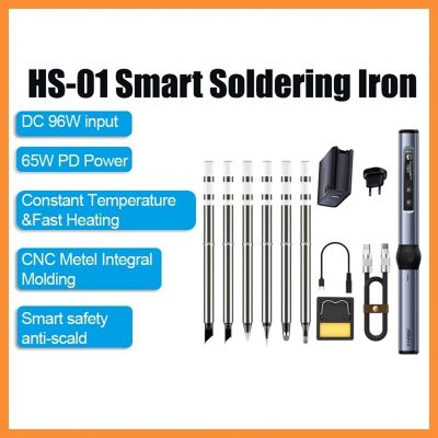 FNIRSI HS-01 Smart Electric Soldering Iron PD 65W Adjustable Fast Heat Soldering Iron+6XSoldering Heads (High Configuration)