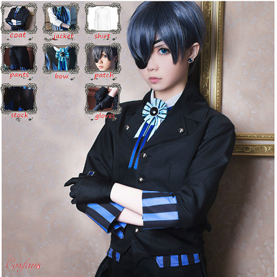 Man Woman Black Butler Kurosuji Cosplay Ciel Phantomhive Cos Japan Clothes Carnaval Costume suits with wig uniform full set