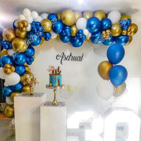 125pcs Chrome Blue Wedding Birthday Party Background Baby Shower White Holidays Dinner Silver Decor Rose Gold Balloon Garland