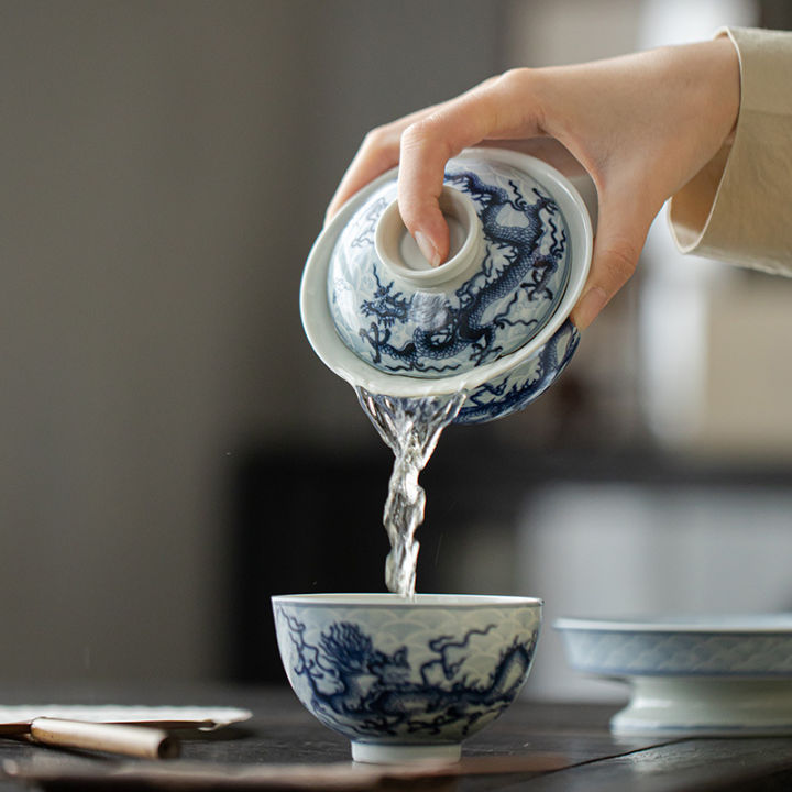 dragon-gaiwan-สำหรับชาเซรามิค-tureen-พร้อมฝาปิด-teaware-ชุดชาสีฟ้าจีนชาม-cloud-chawan-lily-deng-s-store-ถ้วยชา