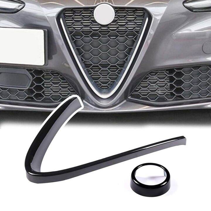 front-grille-decoration-frame-cover-for-romeo-2017-2020-exterior-accessories-piano-black