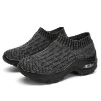 Women Toning Shoes Breathable Mesh Swing Shoes Slip-on Rocking Shoes Sock Fitness Sneakers Black High Heels Women Sports Shoes