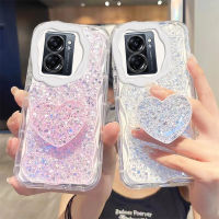 เคสสำหรับ OPPO A77 Realme Narzo 50 5G แฟชั่นสาวสวยแวววาวท้องฟ้าเต็มไปด้วยดวงดาวพร้อมขาตั้งรูปหัวใจเคสเคสมือถือกันกระแทกนิ่มป้องกันฝาหลัง