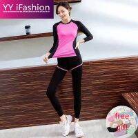 YY iFoshion﹍  Yoga suit female gym quick-drying coat long-sleeved pants morning night running set new female four seasons