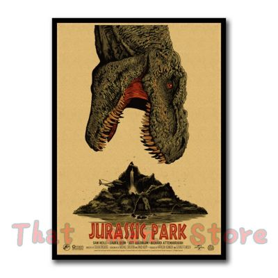 【SALE】 nancarenko1977 Jurassic Park โปสเตอร์ภาพยนตร์สไตล์วินเทจ,สติกเกอร์ติดผนังกระดาษคราฟท์พิมพ์ลายศิลปะตกแต่งบ้านยี่ห้อไม่มีกรอบ