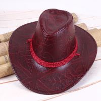 WZCX Leather Unisex Fashion New Cowboy Hat Spring Autumn Casual Wide Brim Outdoor Printing Jazz Hat Top Cap