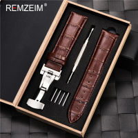 Genuine Leather Watchband Calfskin Men Women Replace Watch Band 18mm 20mm 22mm 24mm With Butterfly Buckle Watch Strap Boxby Hs2023