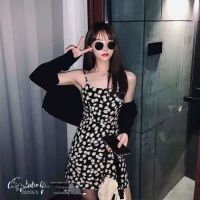 COD ◆ vffe899 Ins wind small daisy chiffon skirt female short-sleeved female Korean style mid-length cover crotch skirt thin high waist suit